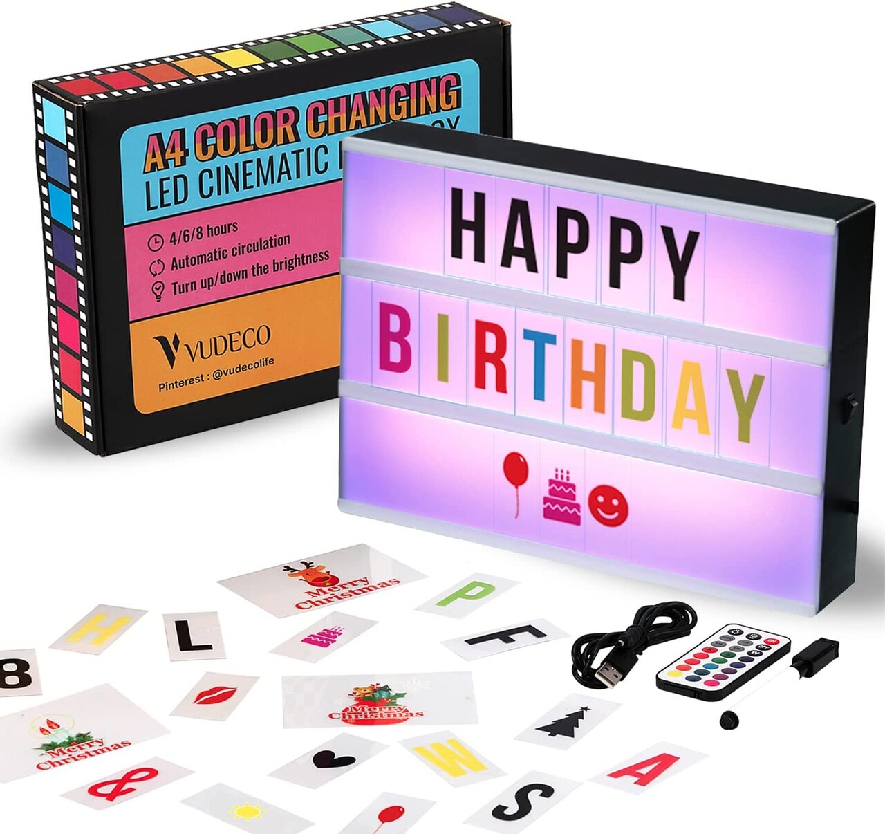 VUDECO Cinema Light Box DIY Letters A4 Size Cinematic LED Light Box Light Up Sign